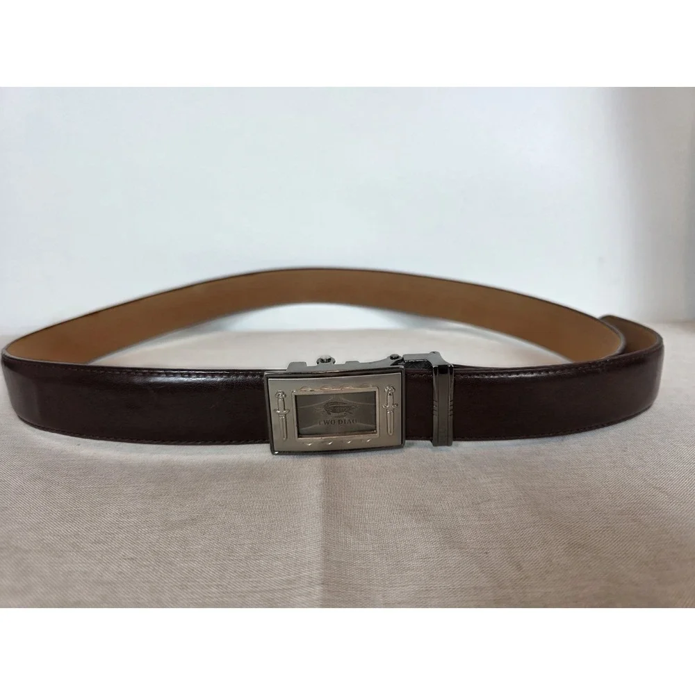 Two Diao Belt Crocodile Swords Silver And Brown Leather‎ Click Belt 44